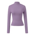 thumbnail image 5 of Kcolen Long Sleeve Shirts for Women High Neck Slim Fit Pullover Tops Fall Fashion Basic Crop Top Womens Going Out Outfits Y2k Clothes, 5 of 6