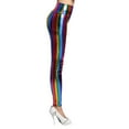thumbnail image 4 of ZPAQI Womens Hologram Metallic Rainbow Leggings Glitter Neon Tights Stripes Printed Hi, 4 of 10