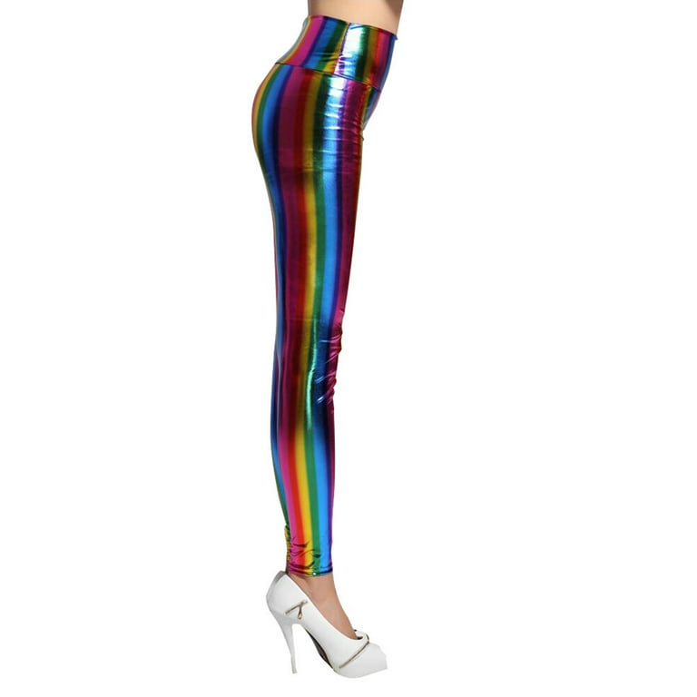 Rainbow Drip Design Om Symbol High Waist Yoga Pants Leggings