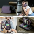 thumbnail image 4 of Feishell for iPhone 13 Case with Card Holder, Wallet Case for Women Men with RFID Blocking, Durable PU Leather Kickstand Magnetic Clasp Shockproof Phone Case,Purple, 4 of 9