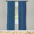 thumbnail image 2 of Ambesonne Underwater 4-Panel Curtains, Happy Colorful Fish Art, 56"x63", Dark Sky Blue Fern Green, 2 of 4
