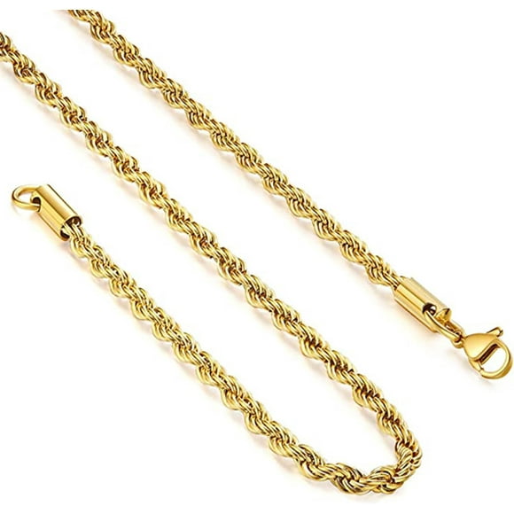 Gold plated stainless steel hollow twist rope chain to mens gold rope chain 18 inches mens mens gold chain mm