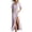 Purple, variant on Striped Linen Blend Side Split Slip Maxi Dress for Women, Loose V Neck Short Sleeve Casual Dress Purple, S