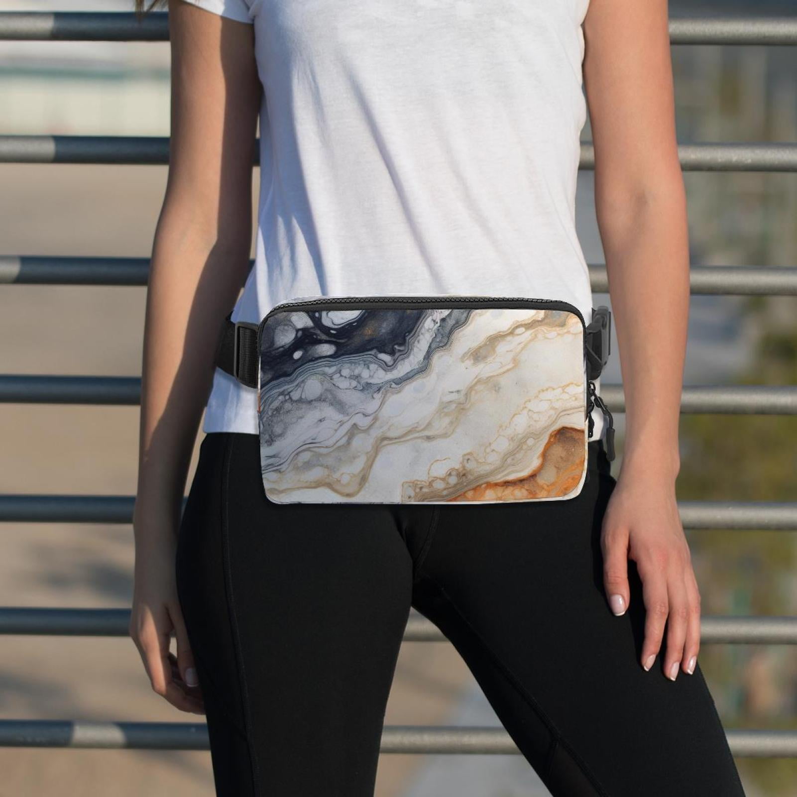 Marbled Running Belt Fanny Pack Belt Bag with Extension Strap Lightweight Adjustable Unisex