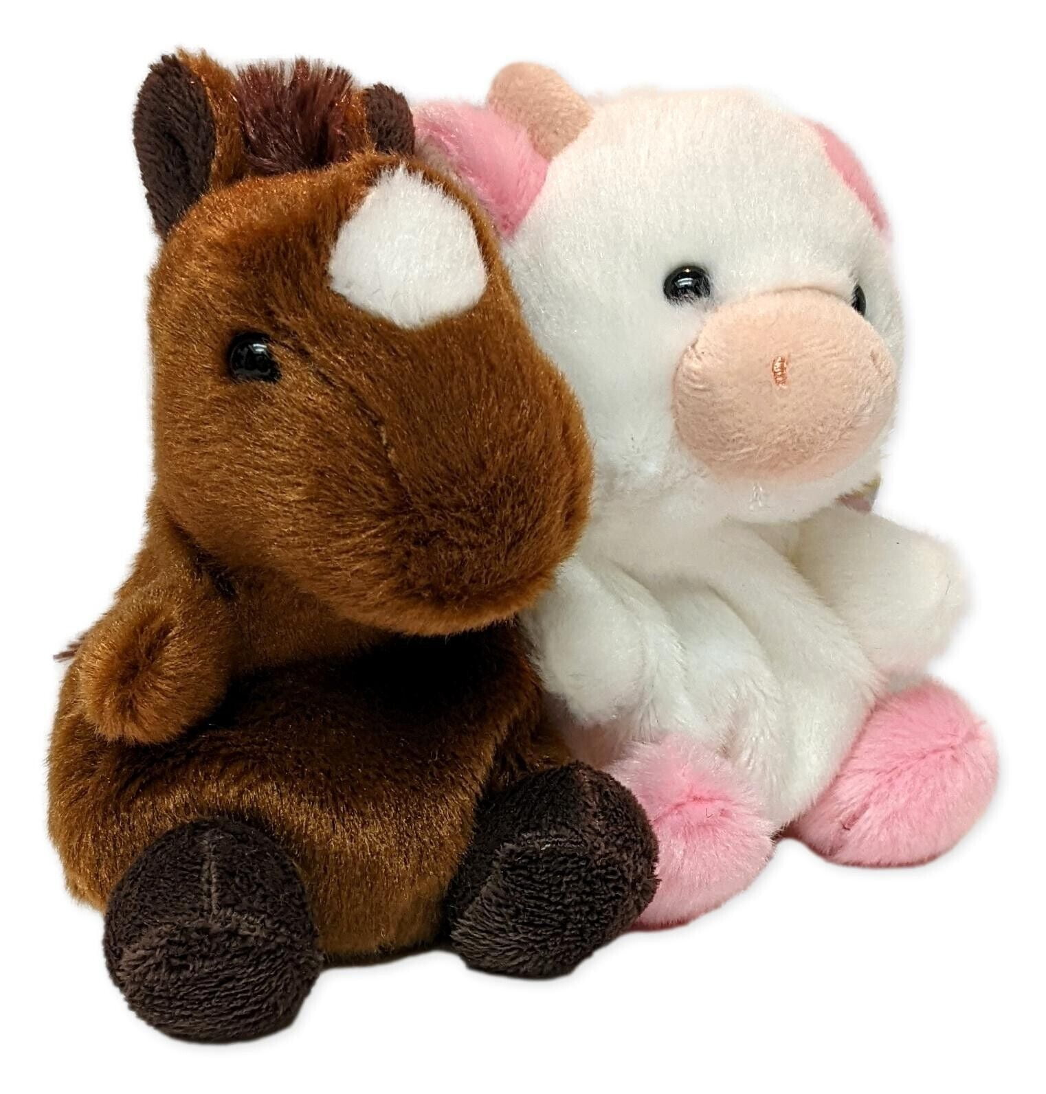 Set of 2 TRUFFLE HORSE & BELLE COW Palm Pals 5" Stuffed Animal Plush ...