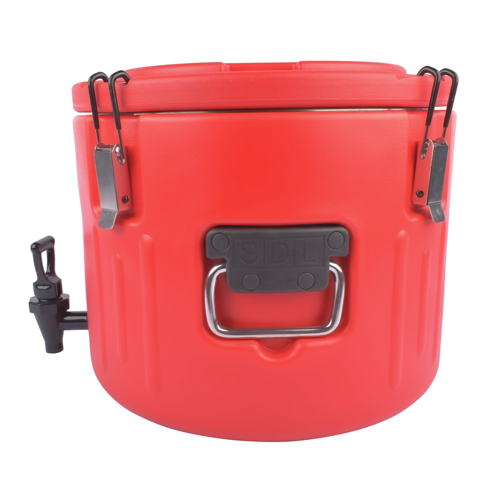 Insulated Beverage Cooler Ice and Hot Drink Dispenser with 304 Stainless Steel Interior and Spout, Portable Water Cooler with Handles, Outdoors Water Jug, Red (2.6/4/5 Gallon)