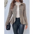 thumbnail image 4 of Elegante Blazer para Mujer, para Oficina, Trabajo, Negocios, con Dobladillo Peplum, Chaqueta Abierta con Diseño de Camello S, 4 of 9