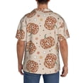 thumbnail image 3 of Lsque Groovy Disco Pumpkin print Men's Cuban Collar Short Sleeve Shirt Summer Beachwear Casual Button Down Fashionable Vacation Leisure Shirt-Large, 3 of 7