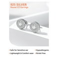 thumbnail image 4 of Silvora White Round Cut Simulated Diamond Stud Earrings Sterling Silver for Women Men Brilliant Jewelry Gift, 4 of 8