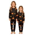 thumbnail image 4 of Halloween Family Pajamas Set Long Sleeve Crew Neck, Soft Matching Halloween Pajamas with Pumpkin Lantern Autumn Leaf Print, Cozy Family Halloween Pajama Set Sleepwear, 4 of 5