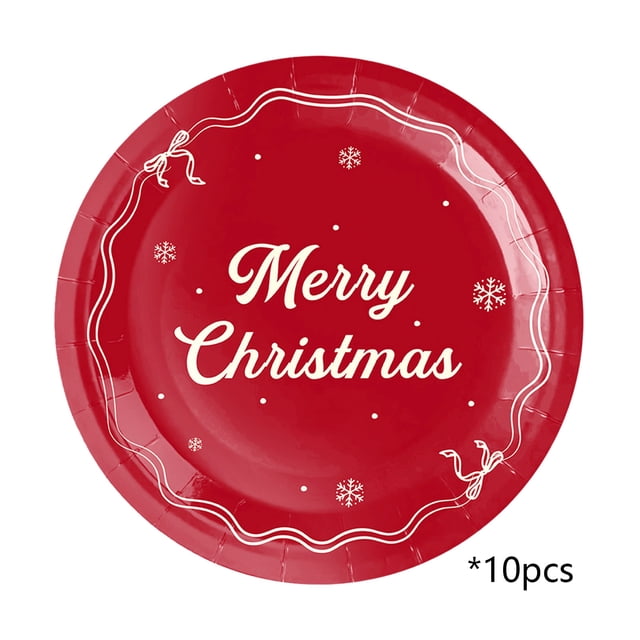 圣节 Assiettes en Papier Jetables Ensemble de 10 Pcs 7,09 Po et 9,06 Po Rond Rouge Vert Vaisselle de Fête