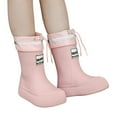 thumbnail image 4 of Yuncity Boys Girls Rain Boots Mid Calf Boots School Outdoor Play Comfortable Non- Casual Teen Age 8-14 Shoes Footwear Pink 10-11 Years, 4 of 5