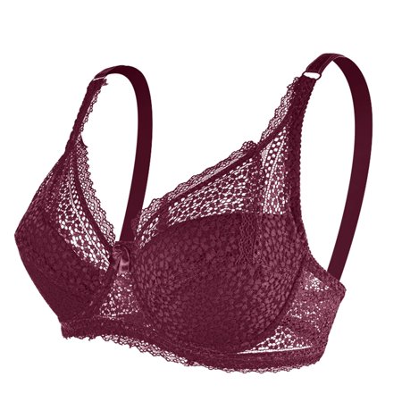 

Sebulube Womens Bra Womens Underwire Bra Lace Floral Bra Unlined Unpadded Plus Size Full Coverage Bra