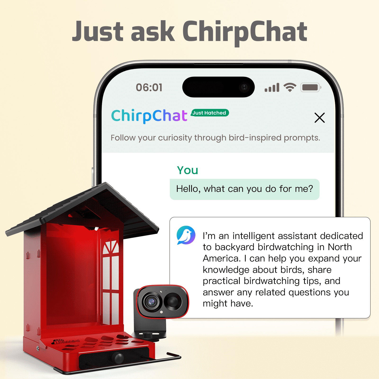 Coolfly x Richbird All-Metal Smart Bird Feeder with 2.5K HD Solar Camera, Squirrel-Resistant Large Capacity Bird House with Free AI Bird Identification & Phone Notifications - Red