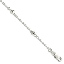 925 Sterling Silver Polished Fancy Lobster Closure Fancy Bead Bracelet 6 Inch Lobster Claw 4mm Wide Link Bracelet