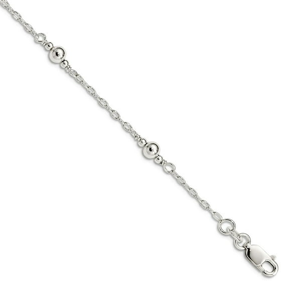 925 Sterling Silver Polished Fancy Lobster Closure Fancy Bead Bracelet 6 Inch Lobster Claw 4mm Wide Link Bracelet