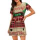 thumbnail image 1 of Easygdp Christmas Vintage Red Truck Camisón de manga corta para mujer, informal, estampado, 1 of 6