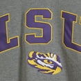 thumbnail image 4 of Men's Colosseum Heather Gray LSU Tigers Arch & Logo Crew Neck Sweatshirt, 4 of 4