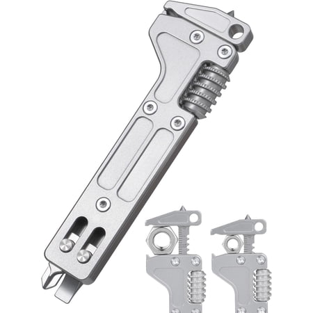 Titanium EDC Multitool with Small Adjustable Spanner Wrench Pocket Window Breaker Bottle Opener and Measuring Ruler EDC Pocket Tool Gifts for Men