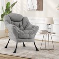 thumbnail image 2 of Costway Large Lazy Chair with Cozy Head Pillow Stylish Tufted Back & Seat Armrests Gray, 2 of 8