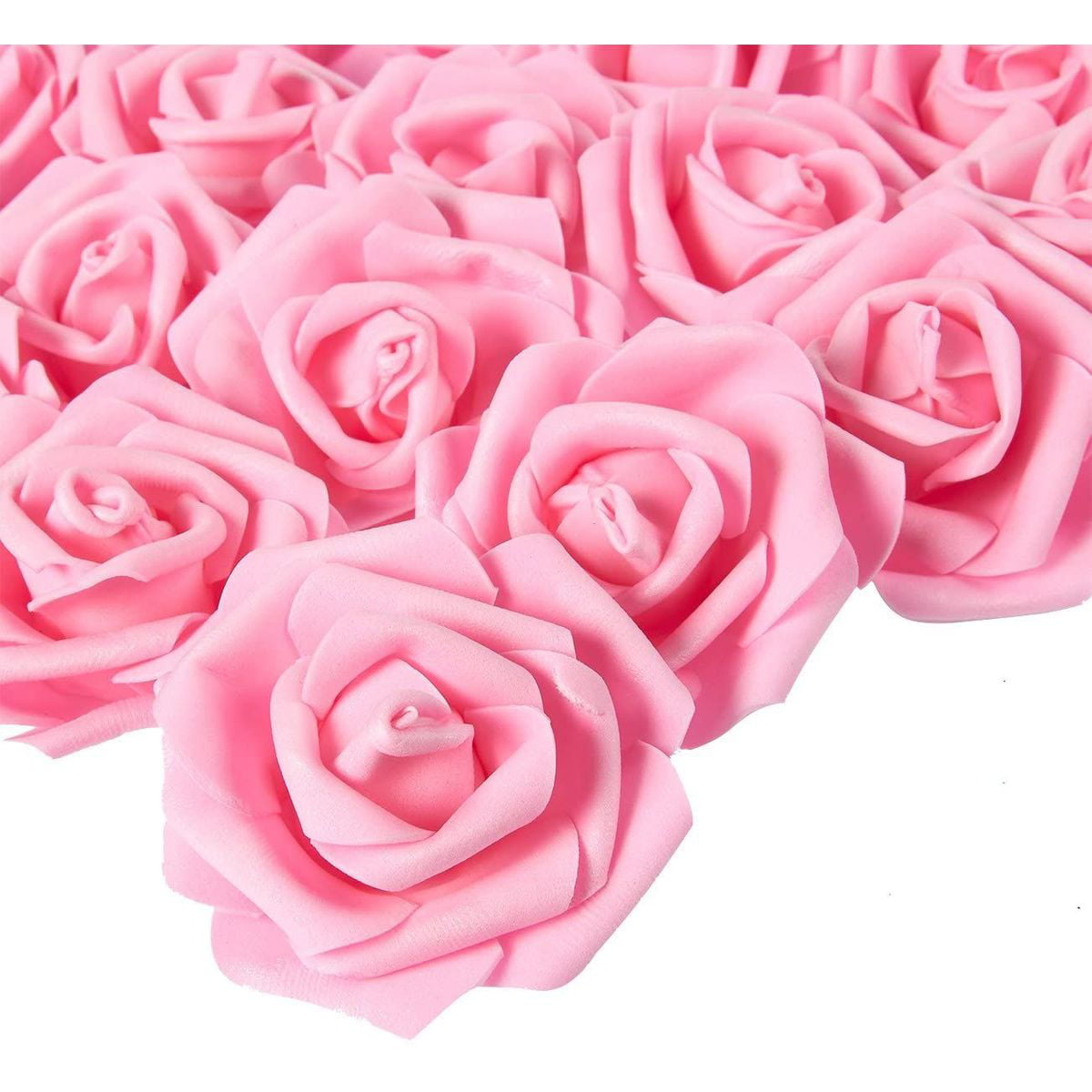 Decor 3 in, Light Pink, 100 Pack DIY Artificial Stemless Rose Flower Heads for Weddings 