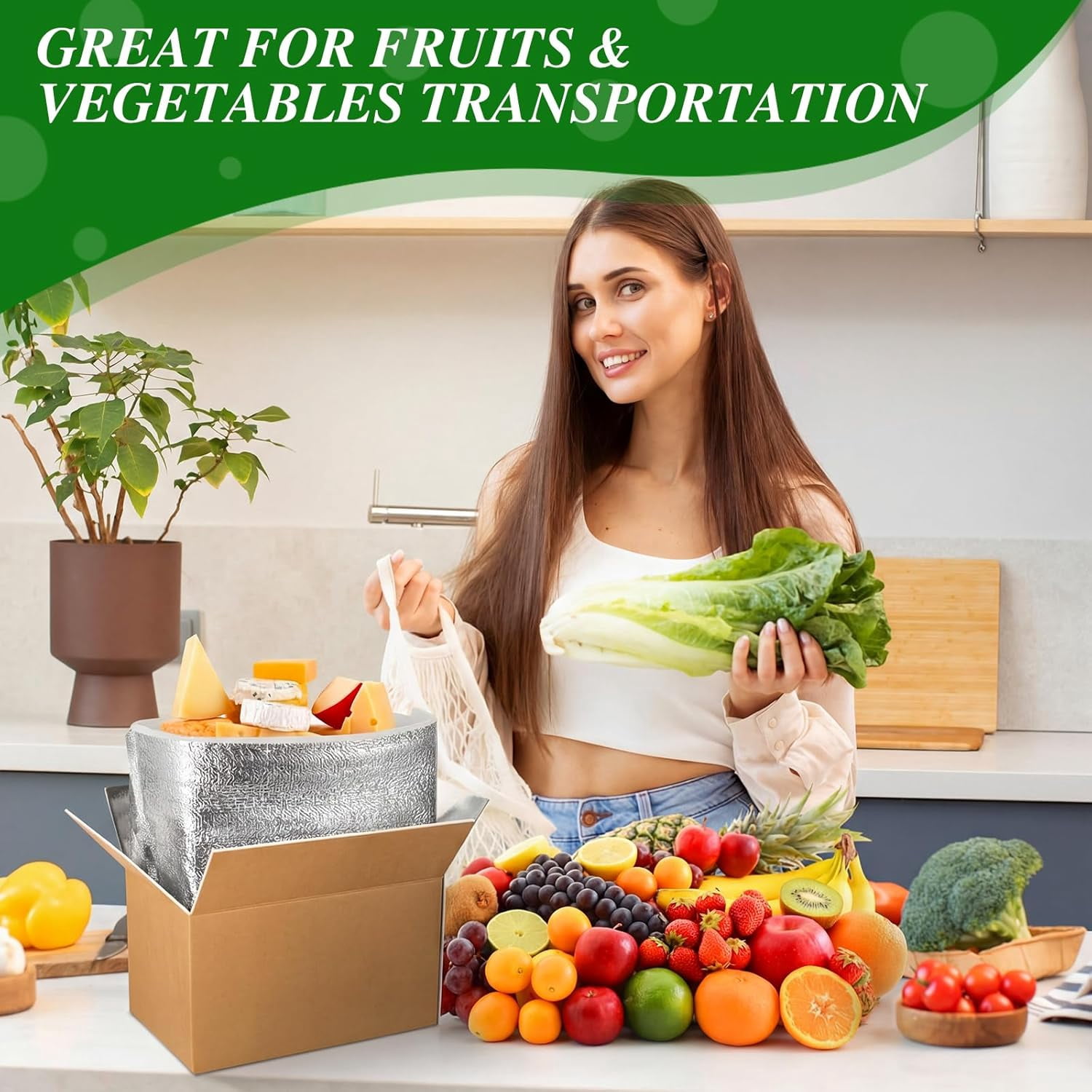 4 Pcs Thermal Insulated Shipping Boxes for Frozen Food with Ice Pack and Aluminum Foil Liner for Shipping Big Cold Pack Cooler Mailing Boxes for Moving Hot Frozen Food