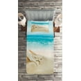 thumbnail image 2 of Ambesonne Seashells Quilted Coverlet 2 Pcs, Pastel Beach Scene, Twin Size, Multicolor, 2 of 2