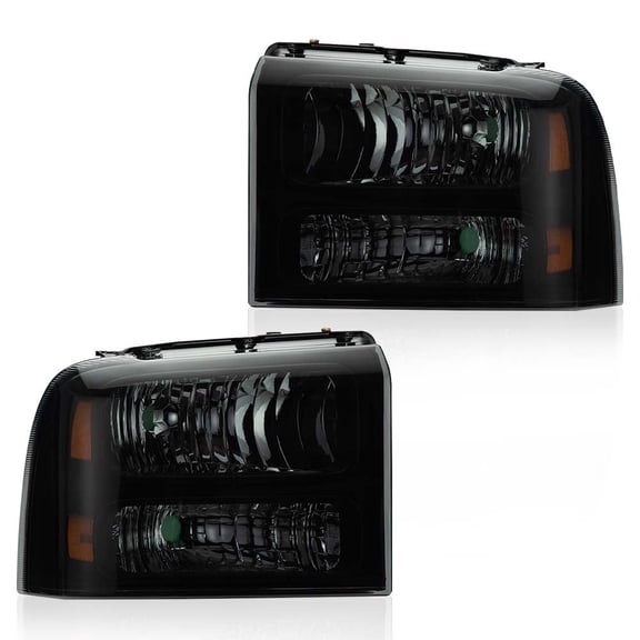 CROSSDESIGN Pair Headlights Headlamps Left & Right Fit for 2005-2007 Ford F250 F350 Super Duty