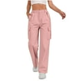 thumbnail image 5 of Moxiu Womens Cargo Pants Hiking Casual Quick Dry High Waistd Pants with 4 Pockets Streetwear Fall Stretch Solid Track Pant Pink,L, 5 of 9