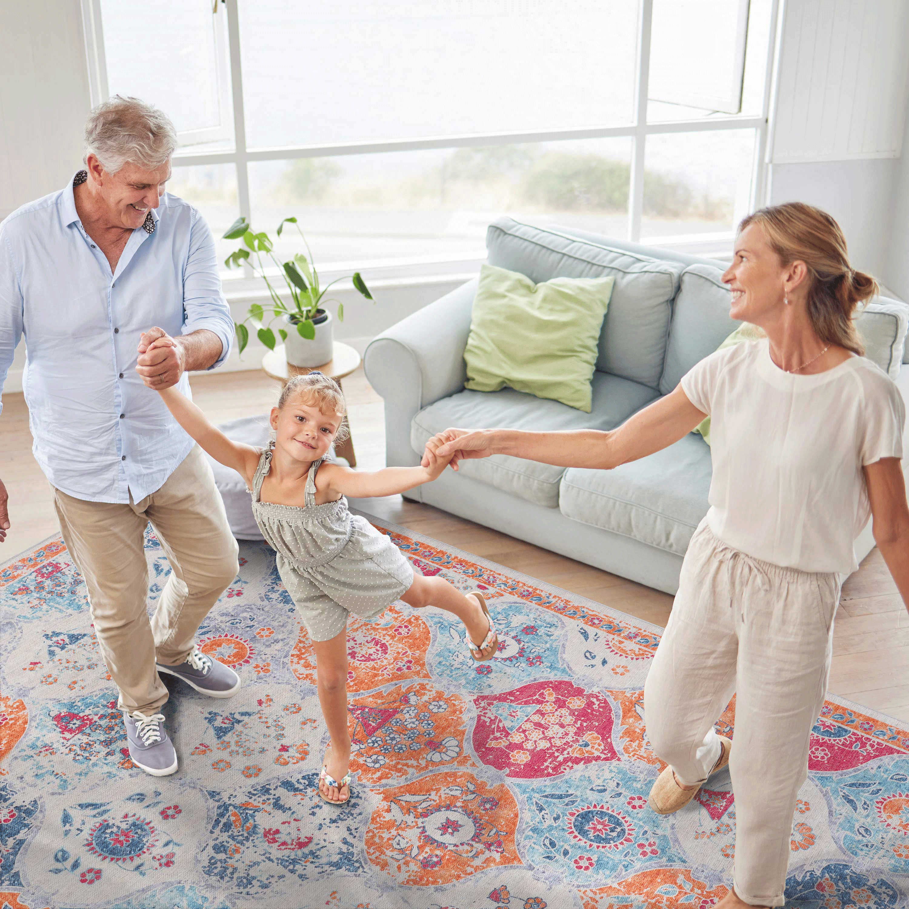 Washable Area Rug 5x8 Cream Low Pile Non Slip Non Shedding Soft Chenille Stain Resistant Kid Pet Friendly For Living Room Bedroom