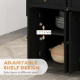 thumbnail image 3 of Kitchen Island Cart with Rubber Wood Top, Rolling Kitchen Island Table with Drawers, Adjustable Shelves, Spice Rack & Towel Rack — Black, 3 of 6