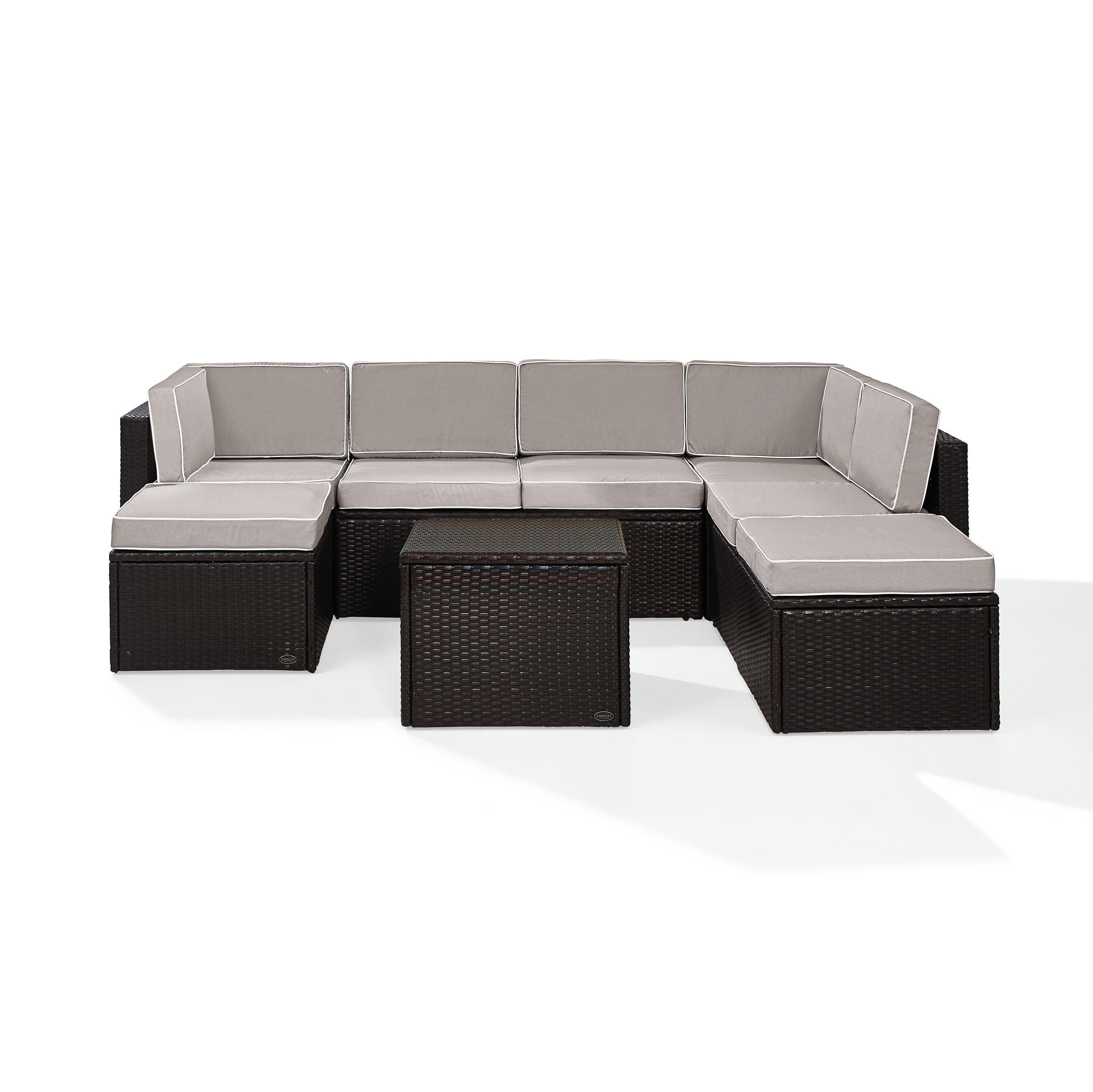 Crosley Furniture KO70008BR-GY Palm Harbor 8-Piece Resin Wicker Outdoor Sectional Seating Set (Brown/Grey) - image 2 of 7