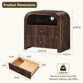 thumbnail image 2 of Keywhat Modern Fluted Nightstand set of 2, 24" End Table with Charging Station, 2 Drawers and Metal Handles for Bedroom/Living Room, Dark Walnut, 2 of 6