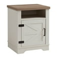thumbnail image 5 of Table de Chevet Style Ferme - Armoire de Rangement à Porte de Grange, Style Rustique, pour Chambre/bureau (Blanc Antique), 5 of 5