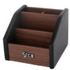 Office Desktop Wooden 4 Compartments Storage Remote Control Pen Holder Organizer