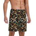 thumbnail image 2 of Honeii Teal Leopard Print Men's Pajama Sleepwear Shorts - a comfy pajama bottom and lounge short for Relaxed Home Wear-X-Large, 2 of 6