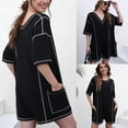 thumbnail image 2 of Hot Shot Tee Rompers for Women Summer Casual Oversized Athletic Contrast Stitching Jumpsuits, 2 of 7