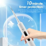 Electric Toothbrush with Tartar Remover Scraper, Teethbrush Cleaning Tool, Teeth Cleaning Kit 2 in 1 with 6 Cleaning Modes, 10min Auto Off, IPX6 Waterproof, 500mAh Battery for Adult, White