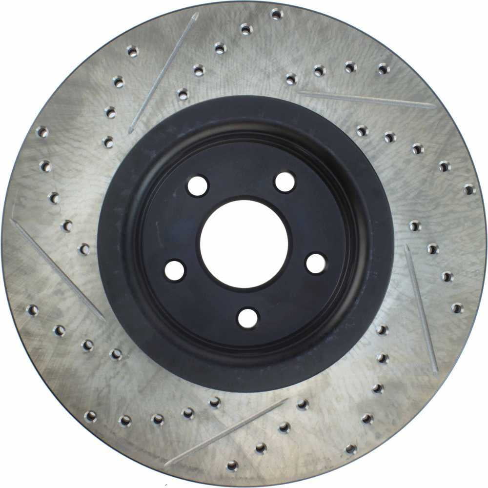 StopTech 127.65146L Sport Cross-Drilled & Slotted Disc Brake Rotors, European style brake pad