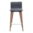 thumbnail image 3 of Jericho Counter Stool Set of 2 Gray Poly-Linen Mid-Century Modern Wood Legs, 3 of 5