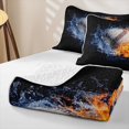 thumbnail image 4 of Feelyou Fire Water Baseball Bed Spread Queen for Boys, Blue Orange Splash Ball Queen Coverlet Set, 3 Pieces, 4 of 7
