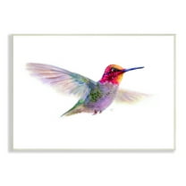 Stupell Industries Hummingbird in Flight Pink Purple Bird Watercolor Animals & Insects Painting Unframed Art Print Wall Art, 10 x 15
