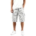 thumbnail image 2 of OIOLOYJM Mens Camo Cargo Shorts Elastic Waistband Drawstring Relaxed Fit Casual Breathable Athletic Joggers Work Fishing Sweat Shorts with Multi Pockets White L, 2 of 6