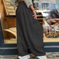 thumbnail image 4 of TRUBKH Cotton Linen Pants Balloon Pants Resort Wear for Women 2026 Paperbag Pant Drop Crotch Harem Pants Baggy Yoga Pants Women Gaucho Pant Beach Palazzo Harem Pants Lounge Pants Black L, 4 of 5