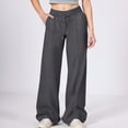 thumbnail image 2 of kpoplk Girls' Wide Leg Pants with Pockets Kids High Waist Casual Sweatpants Loose Comfy Lounge Joggers 5-14 Years(Dark Gray,4-5Y), 2 of 5