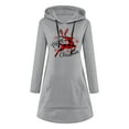 thumbnail image 5 of Womens Christmas Casual Solid Color Printing Pullover Hooded Pocket Long Sleeve Dress Sweatshirts, 5 of 6