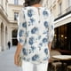 thumbnail image 2 of TaTaai Women's V-Neck Chiffon Shirt Double Layer Three-Quarter Sleeve Loose Blouse Floral Print A-Line Top Breathable Elegant Wear Gift, 2 of 7