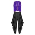 thumbnail image 2 of vastwit Mens Adult Arabian Prince Outfit Street Rat Suit Sleeveless Satiny Vest with Harem Pants Set Purple Black S, 2 of 6