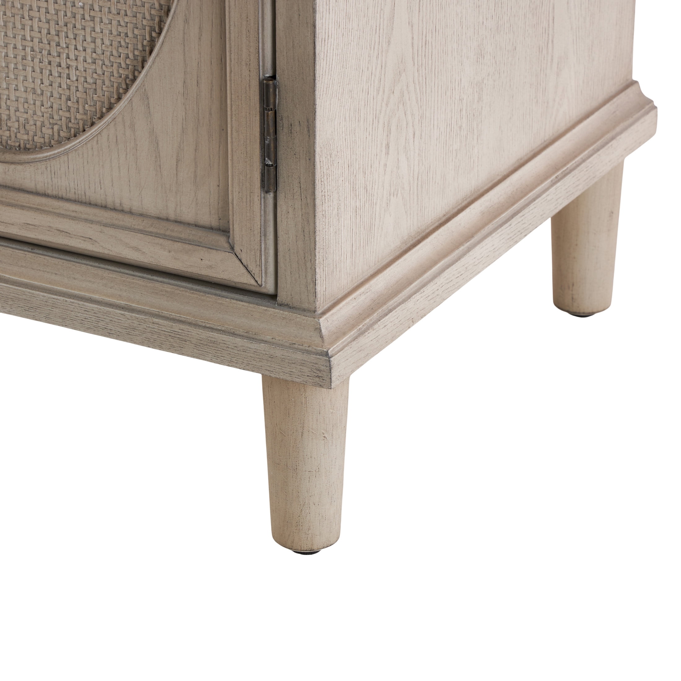 DecMode 34" x 35" Light Gray Wooden Oval Rattan Front 2 Door and 1 Drawer Geometric Cabinet, 1-Piece