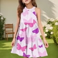 thumbnail image 2 of Abcomgle Cute Sundresses Dresses for Girls 10-12 Casual Halter Neck Sleeveless Girls Dresses Butterfly Sundresses Flare A-line Swing Dresses 7-8 Years,Purple Pink, 2 of 7